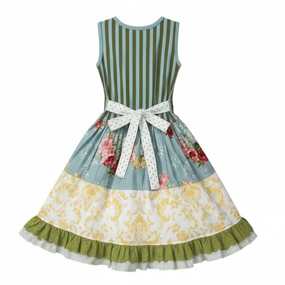 Giggle Moon Striped Floral Patchwork Dress for Girls - Picture 4 of 5